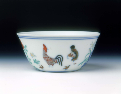Chicken cup with doucai enamelsQing dynasty
