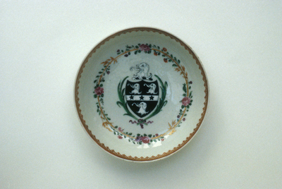 Teabowl and saucer with the arms of Prattc.1785