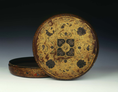 Drum shaped lacquer boxQing dynasty