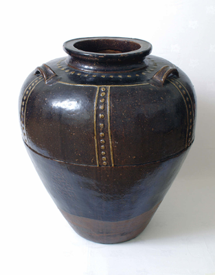 Martaban jar with leather inspired straps17th