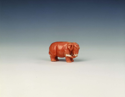 Pink coral elephant figure17th century