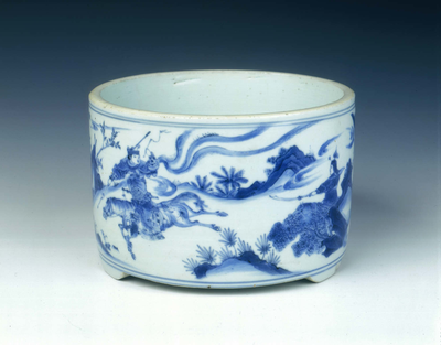 Blue and white incense burner with