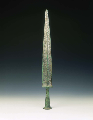 Bronze sword with silvery spots