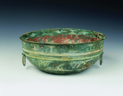 Bronze basin painted with cloud scrolls
Western
