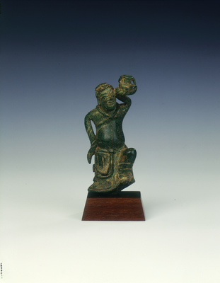 Bronze male dancing figure with censerYuan
