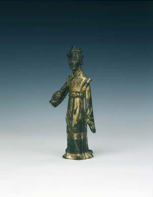 Gilt bronze figure of a ladyJin or Yuan