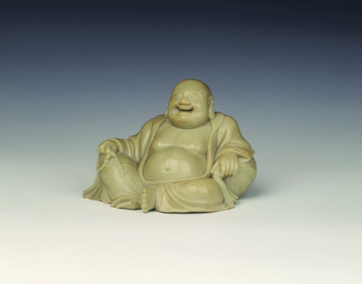 Soapstone reclining 'laughing Buddha'Qing