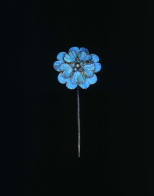 Kingfisher feather decorated flower hairpin