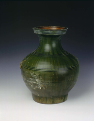 Green lead glaze circular hu vaseHan dynasty