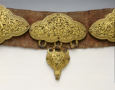 Nobleman's belt with damascened iron plaquesTibet