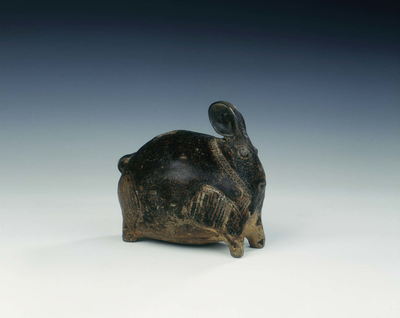 Brown glazed rabbit-shaped stoneware lime
