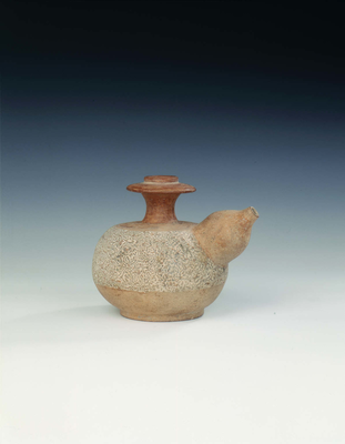 Unglazed pottery kendi with marblised clay