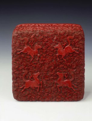 Carved red lacquer covered box
