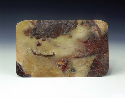 Soapstone plaque carved with scene of Su Shi at