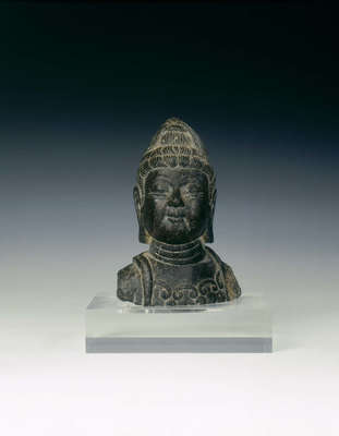 Black marble head of Bodhisattva