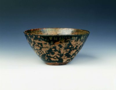 Tortoiseshell bowl with paper-cut floral panels