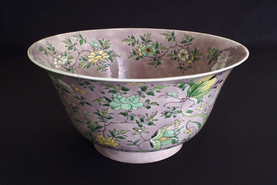 Pale aubergine biscuit polychrome bowl with