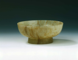 Jade bowl of Jun yao shape with brown