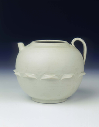 White glazed ewer with protruding petalsFive