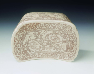 Cizhou stoneware pillow with peony scrollsFive