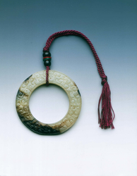Jade bi-disc with partially dissolved panchi