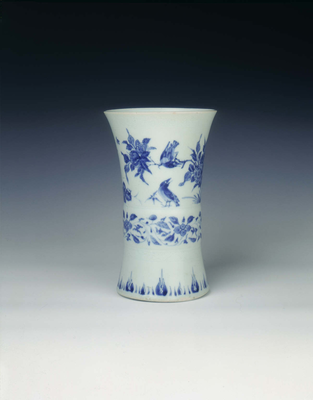 Blue and white Gu-shaped vase