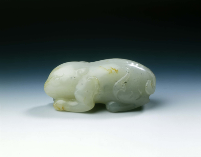 White jade mythical animalYuan to early Ming