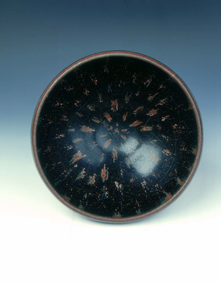 Jian stoneware bowl with 'hare's fur' flecking