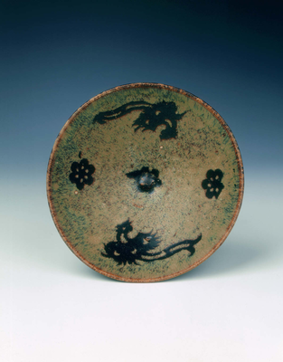 Jizhou stoneware bowl with paper-cut design of