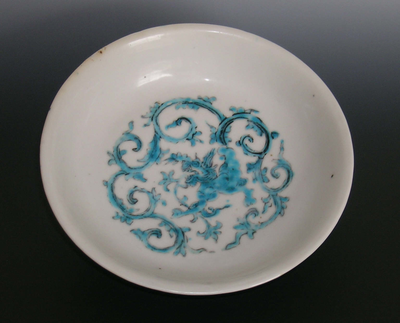 Zhangzhou (Swatow) plate with overglaze turquoise