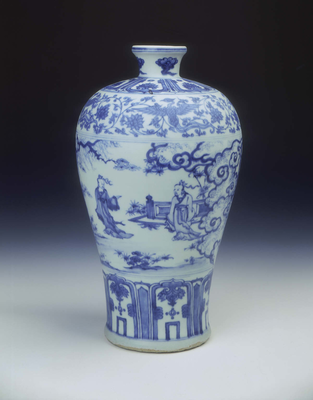 Blue and white meiping vase decorated in